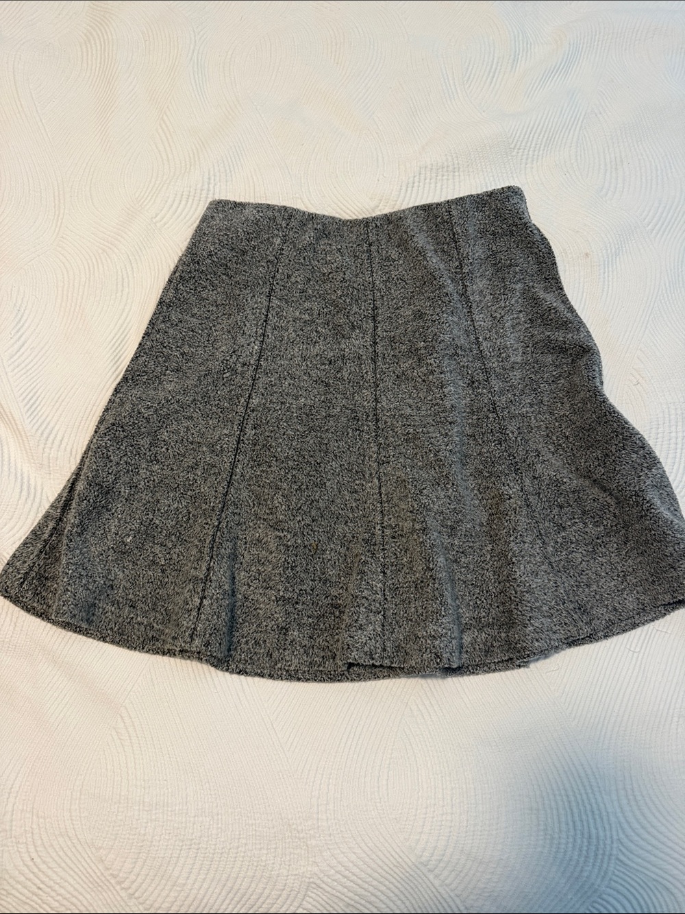 LOFT Gray Knit Panel A-Line Mini Skirt